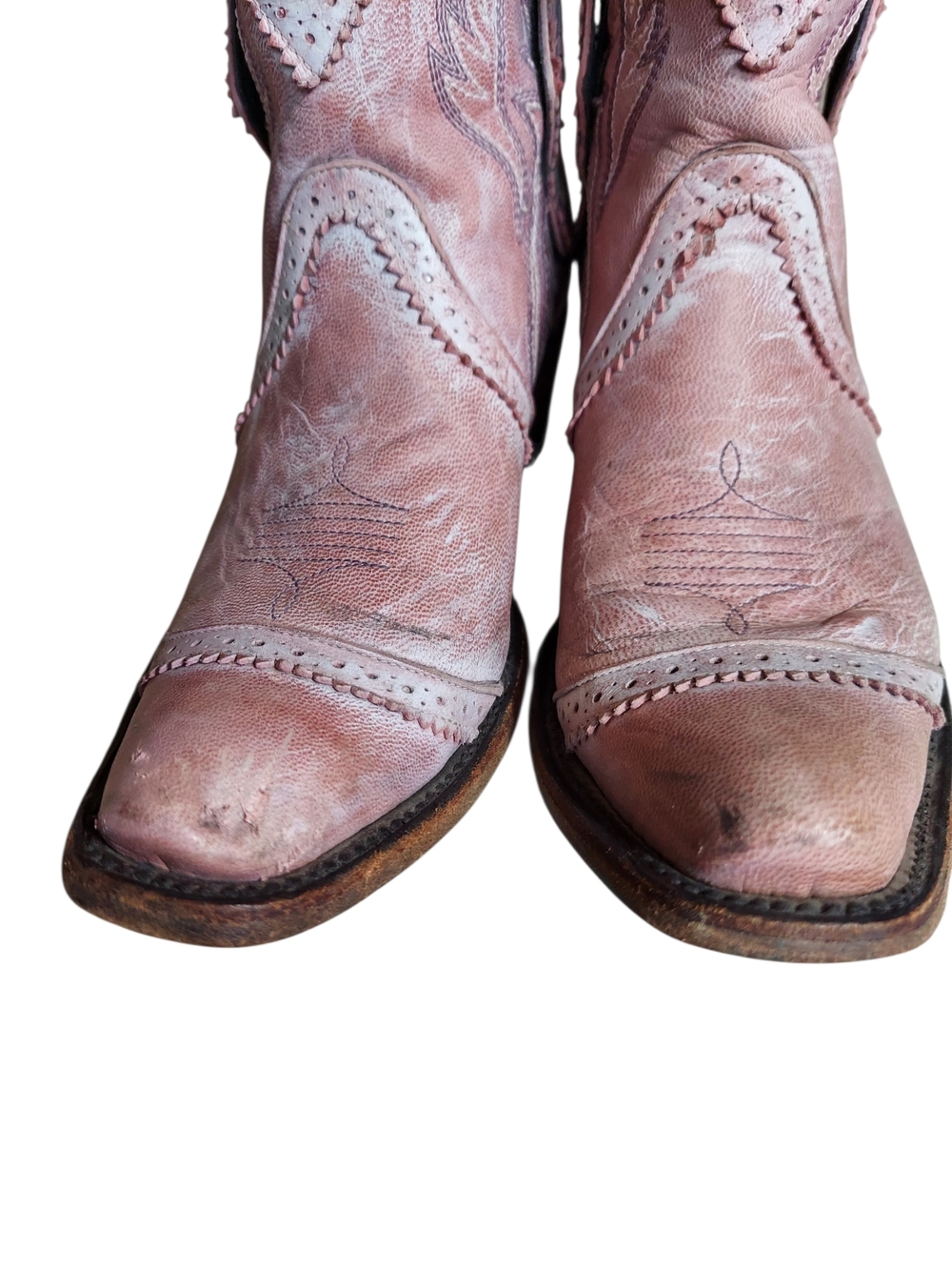 Lane Pink Distressed Western Booties Snip Toe Cowgirl Boots Leather 6.5 - Picture 5 of 13